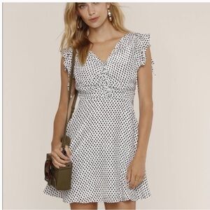 Heartloom Polka Dot Button Mini Dress White and Black Size XS